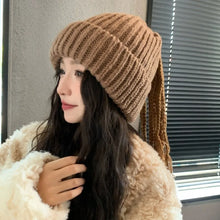 Load image into Gallery viewer, Cozy Versatile Winter Knitted Hats Solid Color Warm Dreadlocks Hat Fleece-lined Hip-hop Style Beanie Cap Unisex