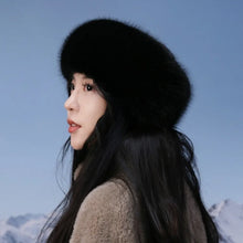 Load image into Gallery viewer, Fashion Thick Turban Hat Imitation Fox Fur Keep Warm Winter Hat Solid Color Fluffy Headband Winter