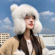 Load image into Gallery viewer, New Thickened Winter Hats for Women Keep Warm Imitation Fox Fur Furry Trapper Hat Ear Protectors Windproof Bomber Hat Winter