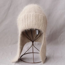 Load image into Gallery viewer, Cozy Rabbit Fur Fur Ear Flap Cap Soft Windproof Angora Knitted Hat Warm Skullies Beanies Winter Season
