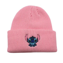 Load image into Gallery viewer, Stitch Knit Hat Cartoon Embroidered Benie Cap Cute Unisex Warm Stretchy Hats Christmas Gift for Adult Kids Outdoor Thermal Caps