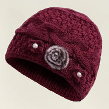 Load image into Gallery viewer, Fashion Knitted Warm Hat Thickned Windproof Beanies Hats Cold Proof Floral Embroidery Pullover Hat Winter