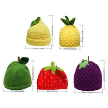 Load image into Gallery viewer, Playful Warm Knitted Fruit Hat Soft Handmade Pineapple Beanie Stretchy Brimless Strawberry Pullover Cap Winter Head Accessory