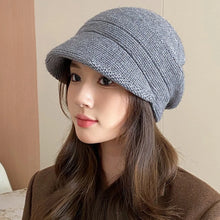Load image into Gallery viewer, Solid Color Knitted Earflap Hat Yarn Material Warm Design Pullover Hat Minimalist Big Head Circumference Hat For Women Girls