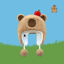 Load image into Gallery viewer, New Windproof Bonnet Cap Warm Cartoon Pullover Hat Fluffy Capybara Warm Hat Winter