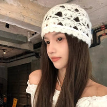 Load image into Gallery viewer, Fashion with Knot Knitted Hat Hollow Design Korean Style Beanie Cap Crochet Hat Autumn