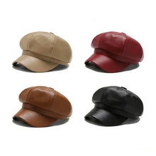 Load image into Gallery viewer, Autumn and Winter Leather Octagonal Hat Women's British Style Retro Casual Beret Cute Fashion Versatile