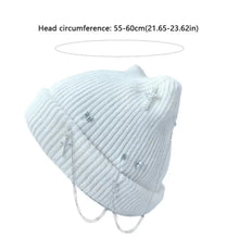 Load image into Gallery viewer, Gothic Knitted Beanie Hat Subculture Headwear Handmade Crochet Skull Hat Pin Decoration Y2K Cat Ear Hat Female Teens