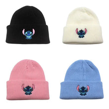 Load image into Gallery viewer, Stitch Knit Hat Cartoon Embroidered Benie Cap Cute Unisex Warm Stretchy Hats Christmas Gift for Adult Kids Outdoor Thermal Caps