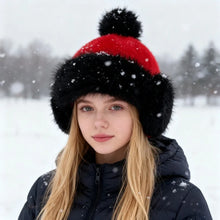 Load image into Gallery viewer, New Fluffy Fur Winter Hat Red Thicken Panama Cap Cold Windproof Berets for Women Girls