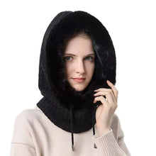 Load image into Gallery viewer, Winter Hat For Women Hooded Face Mask Fluff Keep Warm Thicken Style Neck Scarf Hooded Cap Beanie Knitted Cashmere Neck Warmer