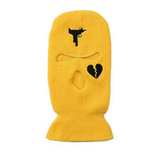 Load image into Gallery viewer, Unisex 3 Hole Winter Knitted Hat Outdoor Sports Full Face Cover Ski Mask Warm Knit Cap Balaclava for Adult Love Heart logo