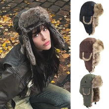 Load image into Gallery viewer, 1PC Winter Trapper Aviator Trooper Earflap Hat Warm Waterproof Disco Ski Hat Bomber Cap Fleece Thicken Warm Ear Protectors Hats