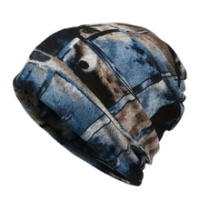 Load image into Gallery viewer, Contrasting Colors Pullover Hat Plaid Print Scarf Pullover Hat Turban Hats Multifunctional Keep Warm Women's Pile Hat
