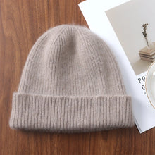 Load image into Gallery viewer, 100%Merino Wool Beanies For Women&Men Winter Warm Soft Solid Knitted Thick Skullies Cap Flipped Heap Pullover Cap Ski Bonnet