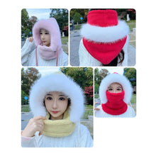Load image into Gallery viewer, Casual Winter Balaclava Hat Thickened Neck Warmer Beanies Cap Windproof Keep Warm Integrated Scarf Hat Set Unisex
