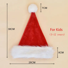 Load image into Gallery viewer, Christmas Santa Hat For Adults And Kids Unisex Velvet Cozy Long Plush Red Xmas Hats 2025 New Year's Holiday Party Supplies