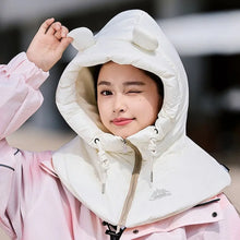 Load image into Gallery viewer, Warm Winter Down Hooded Hats Ultralight Drawstring Coat Short Tank Top Zippper Removable Neck Cover Fake High Collars Women's