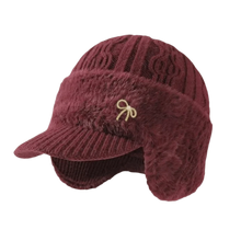 Load image into Gallery viewer, Fashion Middle-aged Mother Hat Bowknot Windproof Knitted Peaked Hat Thickened Keep Warm Bomber Hat Winter