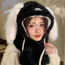 Load image into Gallery viewer, Thickened Hat Scarf Gloves Set Cute Rabbit Ear Winter Warm Ear Protection Cap Fleece-lined and Thickened Women Beanies Cap