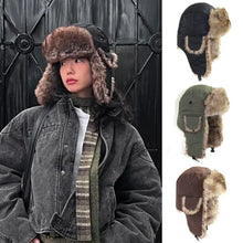 Load image into Gallery viewer, 1PC Winter Trapper Aviator Trooper Earflap Hat Warm Waterproof Disco Ski Hat Bomber Cap Fleece Thicken Warm Ear Protectors Hats