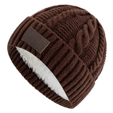 Load image into Gallery viewer, Casual Versatile Winter Knitted Hat Thickened Fleece-lined Couple Beanie Warm Coldproof Beanie Cap Unisex