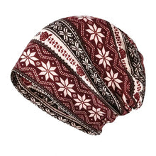 Load image into Gallery viewer, Contrasting Colors Pullover Hat Plaid Print Scarf Pullover Hat Casual Hedging Cap Multifunctional Turban Hats Autumn and Winter