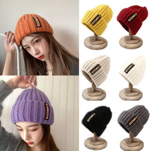 Load image into Gallery viewer, New Long Label Knit Beanie Soft Sun Protection Winter Hat Solid Color Crochet Design Crochet Hat Winter Season