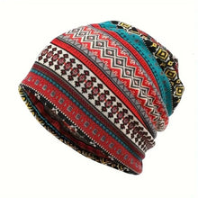 Load image into Gallery viewer, Contrasting Colors Pullover Hat Multifunctional Plaid Print Turban Hats Scarf Pullover Hat Casual Hedging Cap Autumn and Winter