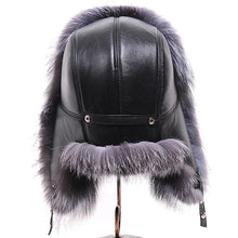 Load image into Gallery viewer, Hot high-end luxury fur hat Men's fox fur hat Lei Feng cap ear cap fur necessary hat Real fur hat 100% Sheepskin top fox hat