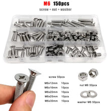 Load image into Gallery viewer, M1.6 M2 M2.5 M3 M4 M5 M6 M8 GB819 304 A2 Stainless Steel Cross Phillips Flat Countersunk Head Screw Bolt Nut Washer Set Kit Box