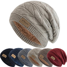 Load image into Gallery viewer, Unisex Beanie Hats For Men Women Outdoor Ski Sports Winter Hat Letter Label Decor Plush Fur Lined Warm Knitted Hat