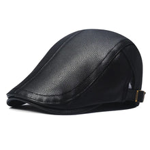 Load image into Gallery viewer, Leather Cap Men's Imitation Sheepskin Beret Leather Hat The Elderly Forward Hat Artificial Leather Hat Literary and Retro