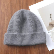 Load image into Gallery viewer, 100%Merino Wool Beanies For Women&Men Winter Warm Soft Solid Knitted Thick Skullies Cap Flipped Heap Pullover Cap Ski Bonnet