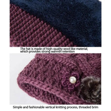 Load image into Gallery viewer, Fashion Knitted Warm Hat Thickned Windproof Beanies Hats Cold Proof Floral Embroidery Pullover Hat Winter