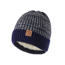 Load image into Gallery viewer, Winter Fashion Unisex Two-Tone Knitted Bean Hat Fur Lined for Warmth Casual Style