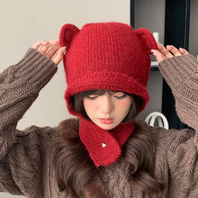 Load image into Gallery viewer, Fashion Cute Bear Ears Knitted Hat Windproof Cold Proof Warm Hat Ear Protector Hat Women