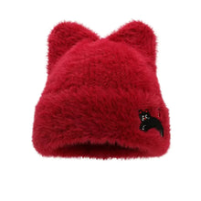 Load image into Gallery viewer, Casual Cute Cat Ear Warm Hat Keep Warm Thickened Wool Knitted Hat Windproof Ear Protection Cap for Women