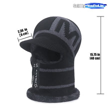 Load image into Gallery viewer, Winter Unsex Crochet M Letter Pattern Knit Thickening Fleece Lined Windproof Skull Hat Cycling Ski Head Neck Face Warm Mask Cap