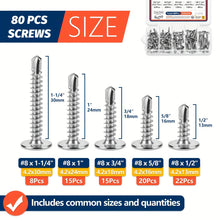 Load image into Gallery viewer, #8 Modified Truss Head Sheet Metal Screws Assortment Kit 410 Stainless Steel Self Tapping Drilling Screws for Metal Plastic Wood