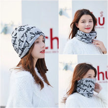 Load image into Gallery viewer, Multifunctional Cartoon Knitted Woolen Scarf Windproof Cold-proof Cover Head Cap Keep Warm Thickened Bib Twist Cap Women