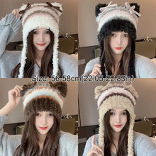 Load image into Gallery viewer, Fashion Cold-proof Faux Fur Beanies Hat Thicken Cold Protection Warm Lei Feng Hat Knitted Bobble Cap Women Accessories