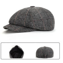 Load image into Gallery viewer, Men Women Wool Newsboy Caps Herringbone Flat Caps Coffee British Gatsby Caps Autumn Winter Warm Woolen Hats Gorras