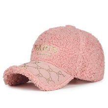 Load image into Gallery viewer, Women's Fleece Baseball Cap Korean Style Curved Brim Hat Keep Warm and Stylish Cap for Fall and Winter