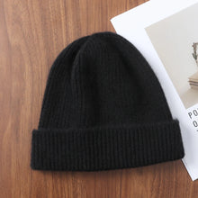 Load image into Gallery viewer, 100%Merino Wool Beanies For Women&Men Winter Warm Soft Solid Knitted Thick Skullies Cap Flipped Heap Pullover Cap Ski Bonnet