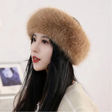 Load image into Gallery viewer, Fashion Thick Turban Hat Imitation Fox Fur Keep Warm Winter Hat Solid Color Fluffy Headband Winter