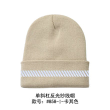Load image into Gallery viewer, High Visibility Safety Beanie Reflective Knit Ribbed Hats Warm Winter Bonnets for Night Running Hiking Cycling