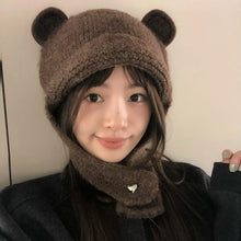 Load image into Gallery viewer, Fashion Cute Bear Ears Knitted Hat Windproof Cold Proof Warm Hat Ear Protector Hat Women