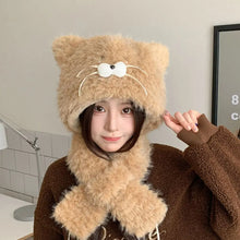 Load image into Gallery viewer, One Piece Ear Protection Hat Knitted Thickened Warm Cat Ears Hat Windproof Cartoon Cycling Balaclava Winter Season