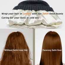 Load image into Gallery viewer, Women's Winter Hat 100% Pure Wool Knitted Satin Line 2 Layer Soft Warm Sleep Cover Beanies Elastic Fashion Slouchy SKi Cap Men
